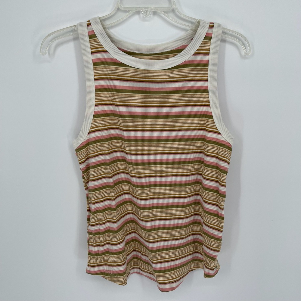 SO‎ Women's Multicolor Striped Ribbed Knit Racerback Tank Top Size XL